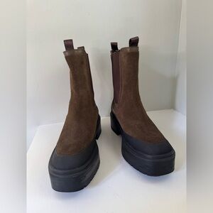 Brown Suede Platform Boots